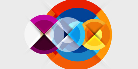 Fototapeta premium Circle and semi circle geometric background. Vector Illustration For Wallpaper, Banner, Background, Card, Book Illustration, landing page