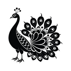 Beautiful peacock silhouette icon