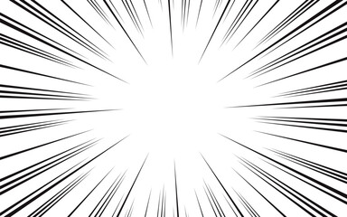 Comic book action lines. Speed ​​line Manga frame. Cartoon background. Black and white vector illustration