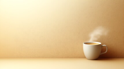 A single cup of coffee, centered and poised against a white background. The beverage’s surface is calm, revealing gentle hints of its depth. The mug’s handle and form appear crisp under even 