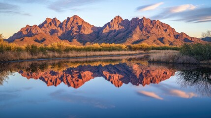 Obraz premium serene mountain landscape with reflection in calm water