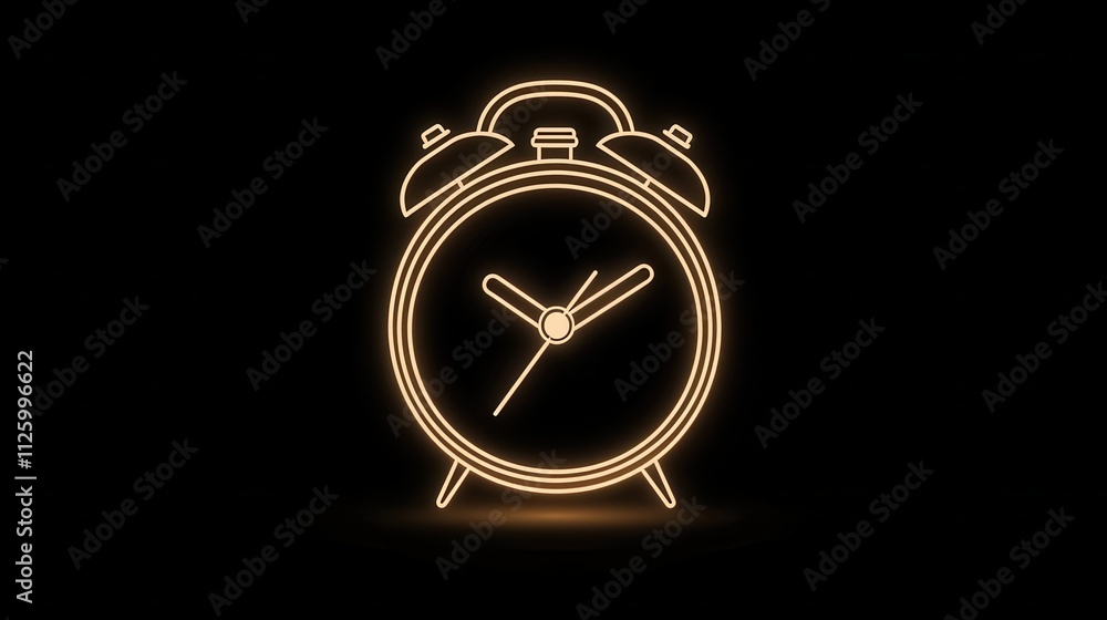 Poster minimalist outline icon of alarm clock timer for wakeup and reminder purposes