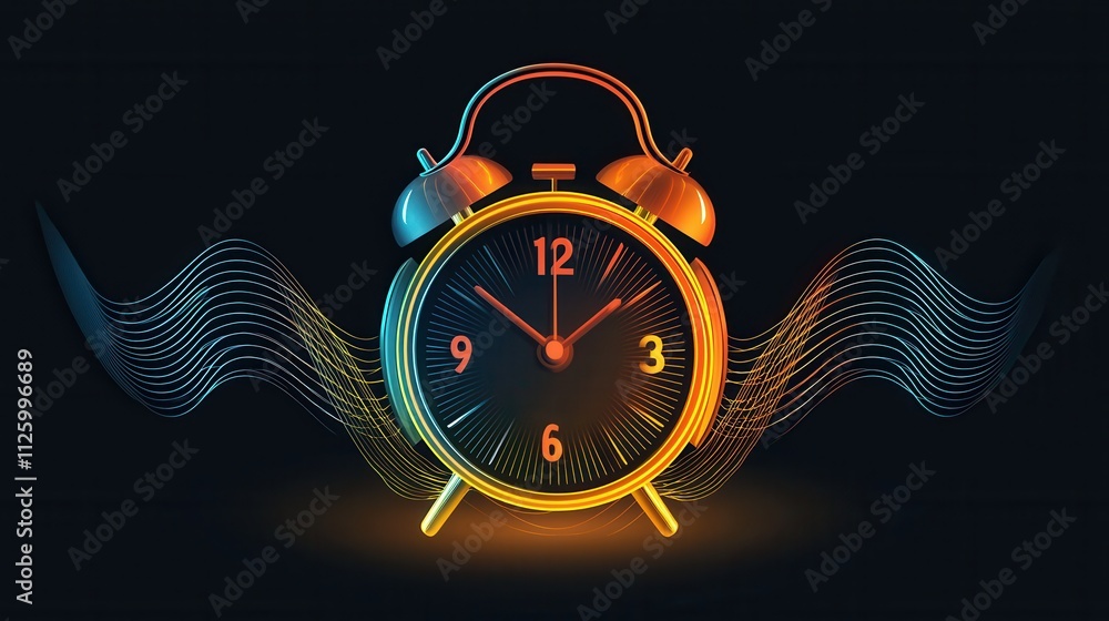 Aufkleber vibrant alarm clock icon with sound waves representing ringing and wakeup call