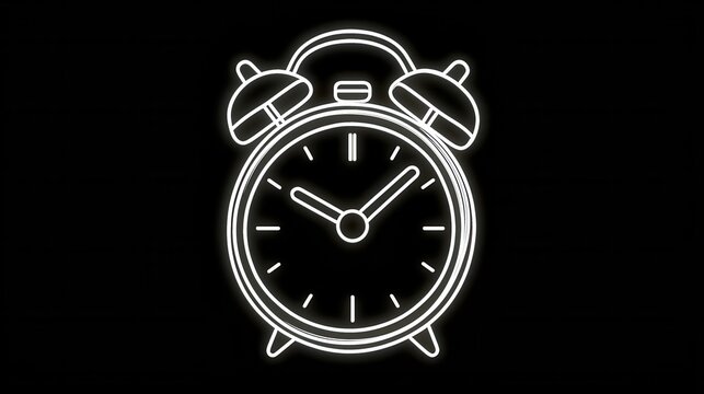 recommend clip art: Outline of a Classic Alarm Clock Icon on a Dark Background for Timer and Wakeup Applications