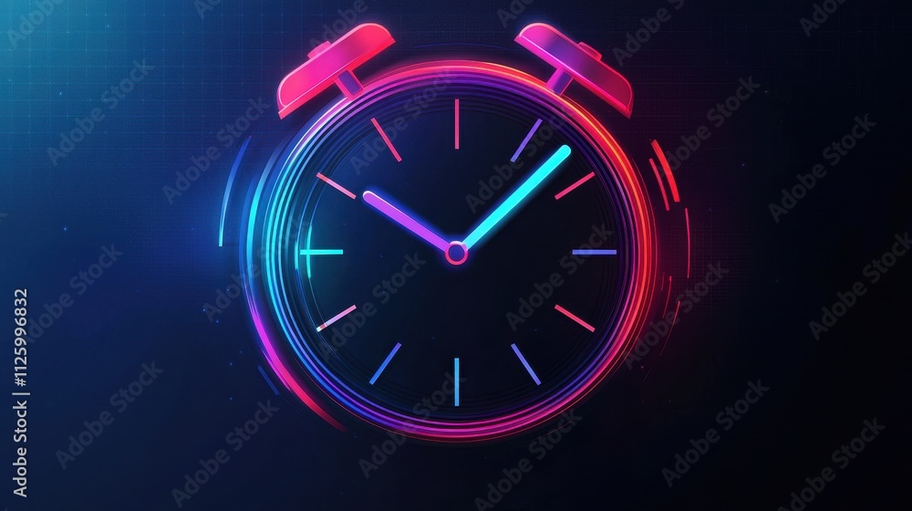 Poster Vibrant Alarm Clock Icon with Dynamic Design for Scheduling and Reminders