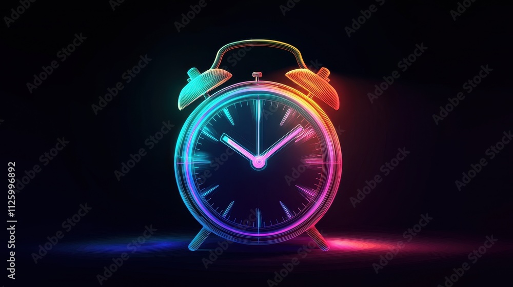 Poster vibrant alarm clock icon with schedule reminder in modern vector design