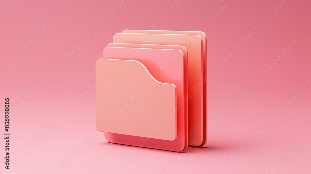 Poster smooth 3d graphic of a modern folder icon with soft contours on a pink background