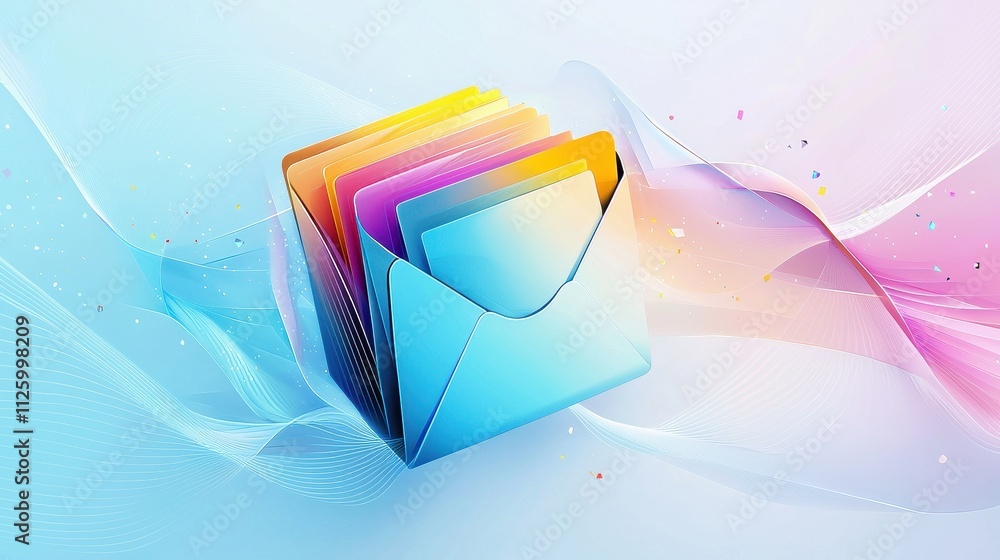 Poster abstract colorful folder icon template with editable design and soft background effects