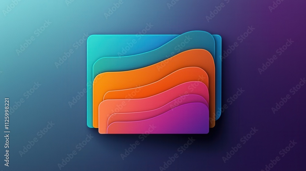 Poster abstract editable icon template with customizable colorful folder design on gradient background