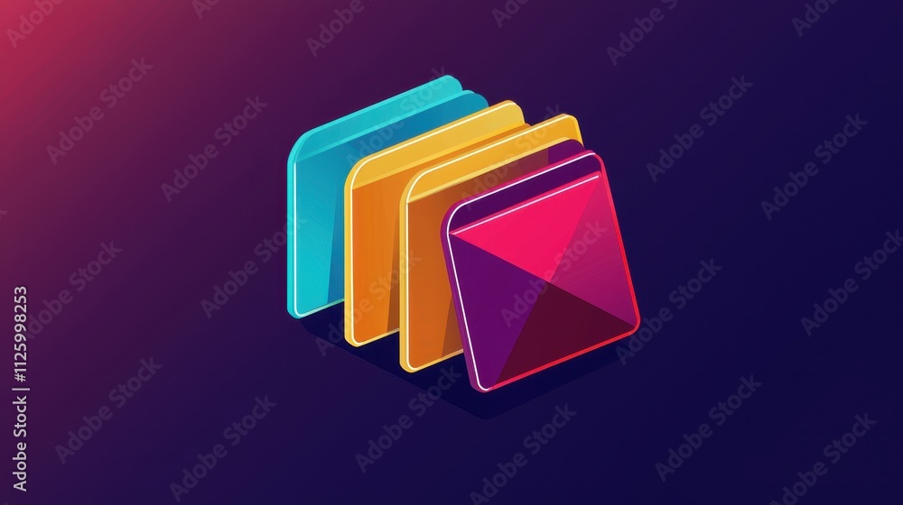 Aufkleber modern flat design of colorful folder icons for digital file management in vibrant style