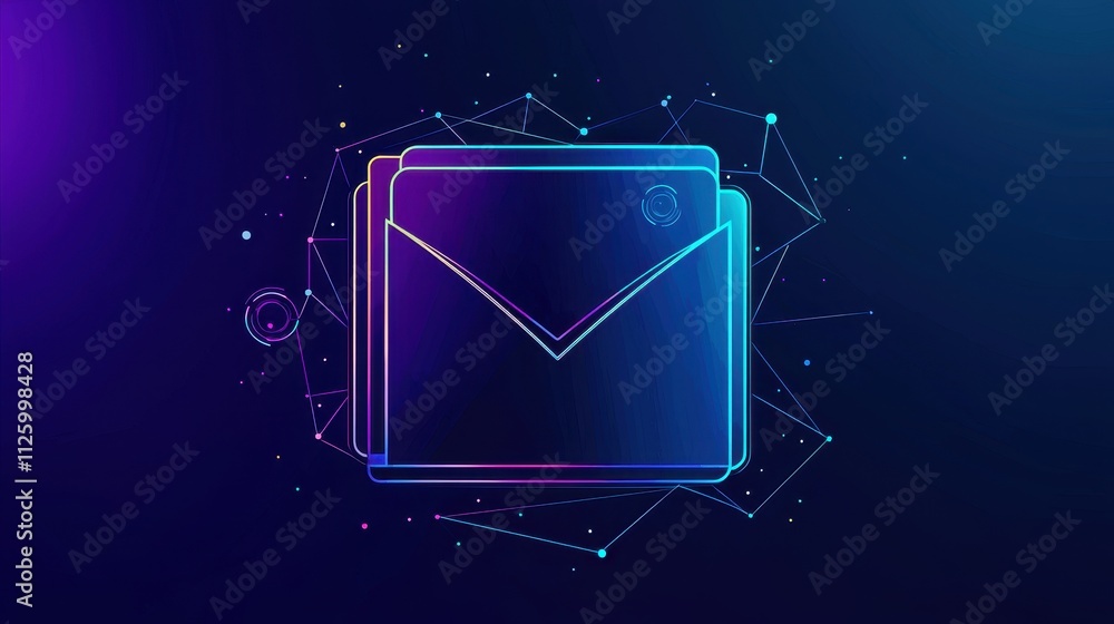 Poster modern outline concept icon of folder with envelope and connected background art design