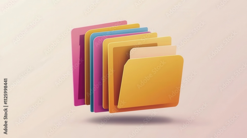 Poster colorful folder icons with sharp edges isolated on soft background for graphic design use