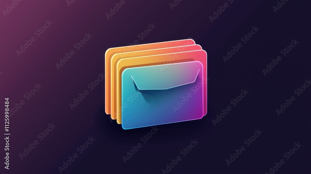 Poster colorful folder icon with sharp edges, isolated on dark background for modern design projects