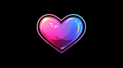 Modern Heart Icon Illustration Reflecting Love and Caring in Vibrant Colors on Black Background