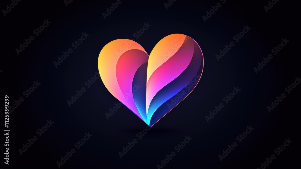 Aufkleber glowing heart icon in smooth romantic shape with colorful gradient design
