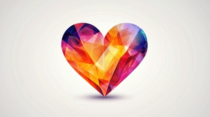 Vibrant Minimalist Heart Icon in Abstract Geometric Style for Modern Graphic Designs