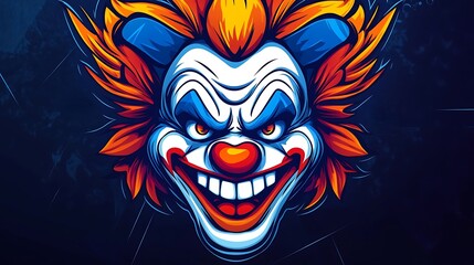 Evil Gaming Clown Esports Mascot Logo Vibrant Digital Vector Design Art