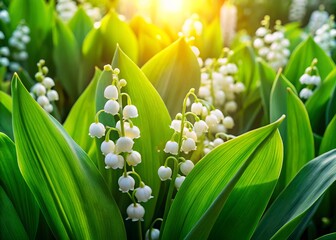 Aerial View Lily of the Valley Flowers, Blooming Spring Meadow, Drone Photography, White Flowers, Nature Photography