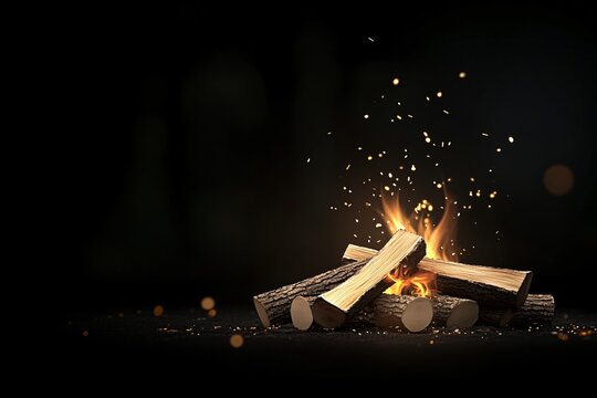 Experience the Campfire Effect Crackling Logs Surrounding Ecce in Nature's Embrace at a Cozy Outdoor Gathering