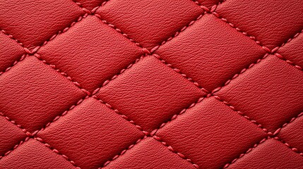 Fototapeta premium Textured red fabric with a diamond quilted pattern. Red background, wall paper,
