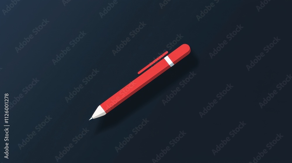Poster digital icon of a sharp red pen on a dark background for ui and graphic design projects