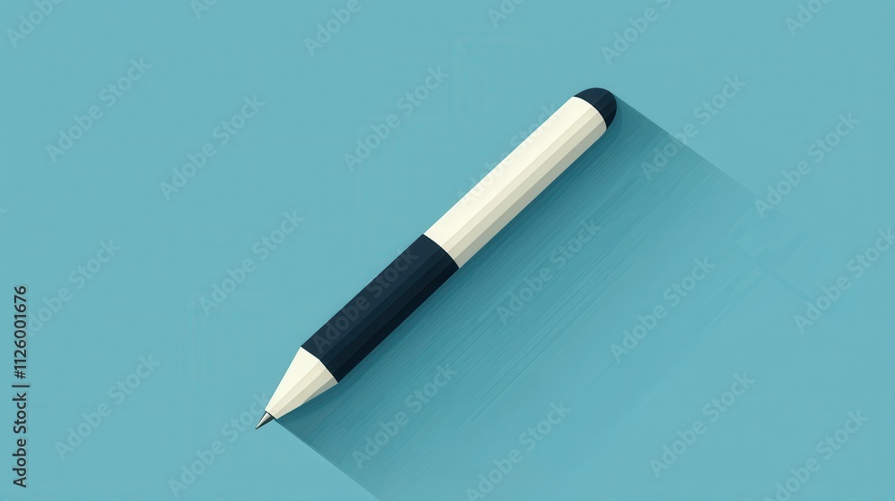 Poster minimalist vector design of a simple pen on a clean background for creative projects