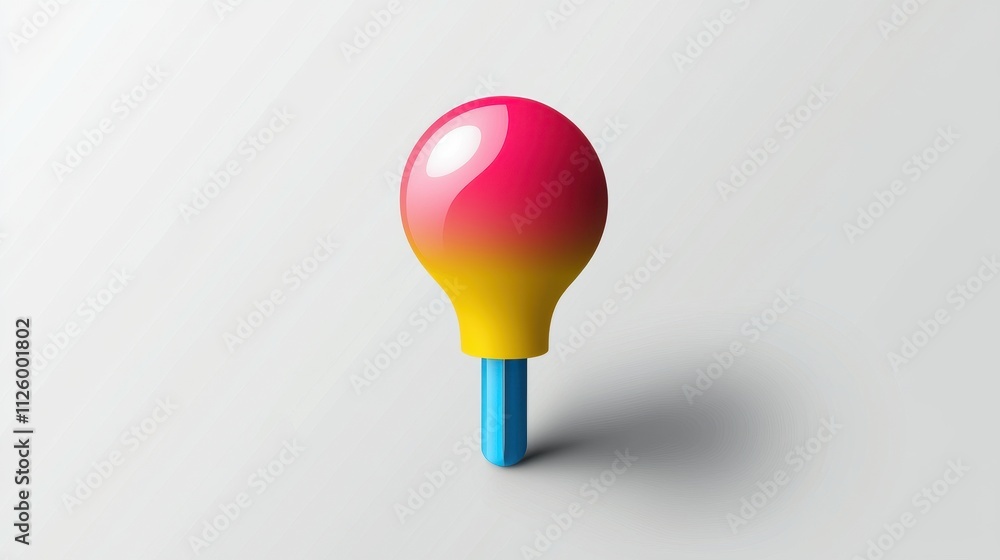 Poster bright and colorful push pin icon on a clean background for vector design projects