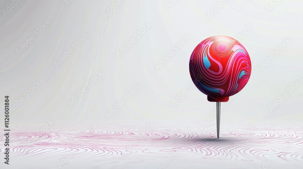 Poster abstract creative design of a colorful push pin icon on a minimalist background