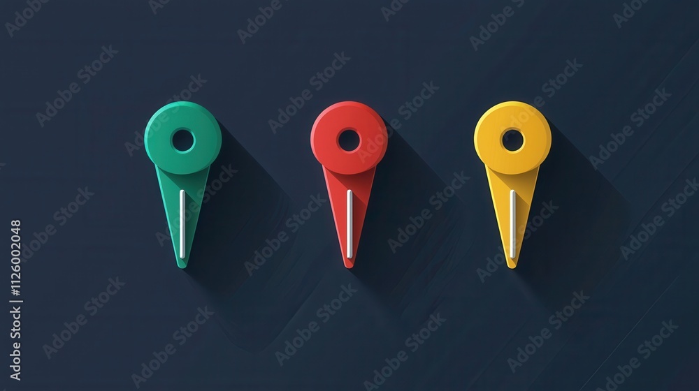 Poster minimalistic flat design push pin icons for clean user interface applications
