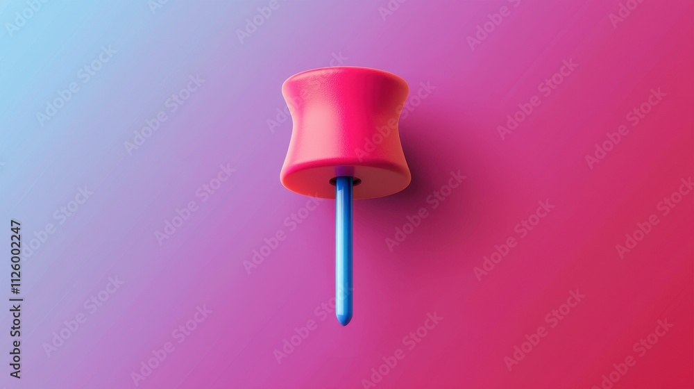 Poster modern push pin icon on gradient background for office stationery and design use