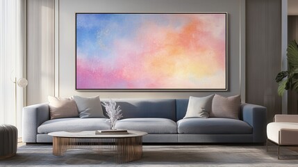 Elegant Living Room with Colorful Abstract Art
