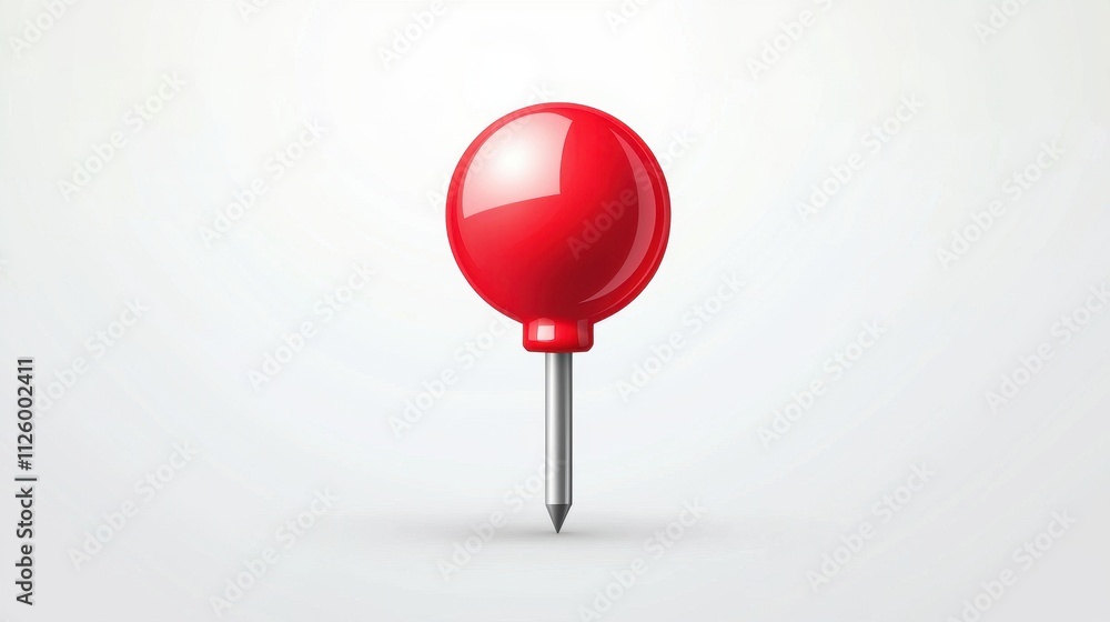 Poster red push pin icon on clean background for vector design and graphics use