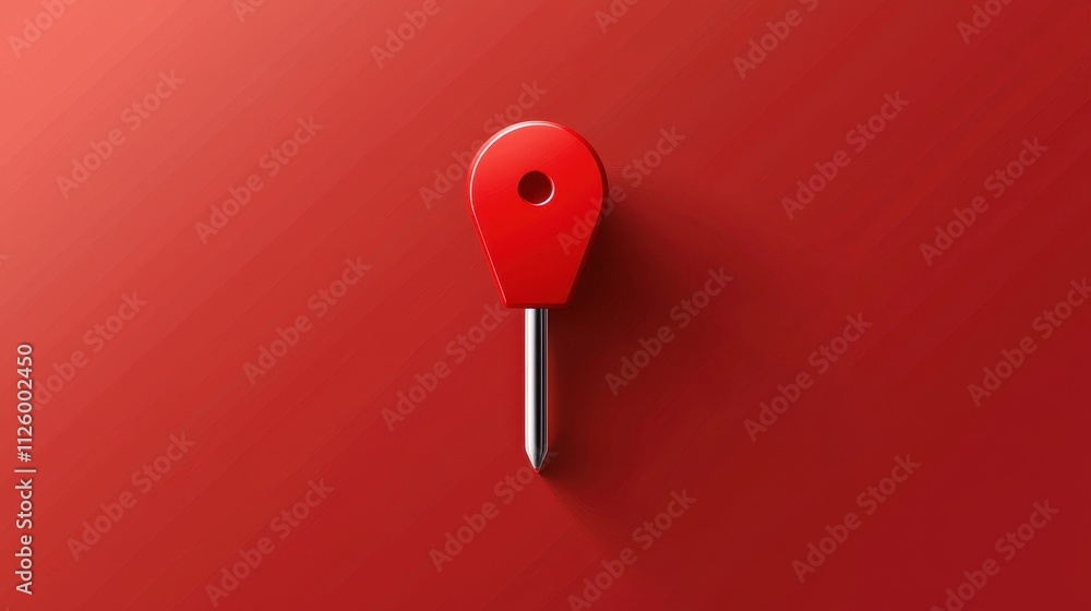 Poster red push pin icon on a clean background for design and professional use