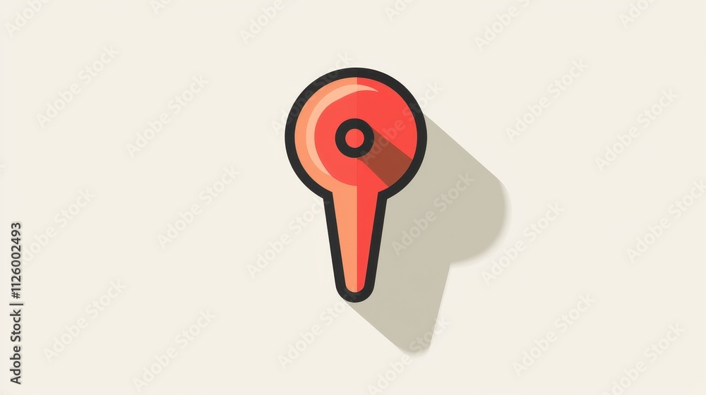 Poster simple push pin icon with shadow effect in professional outline style