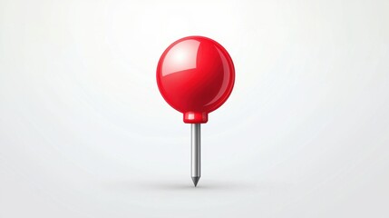 Red Push Pin Icon on Clean Background for Vector Design and Graphics Use