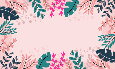 Flat abstract floral leaves background