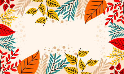 Flat abstract floral leaves background