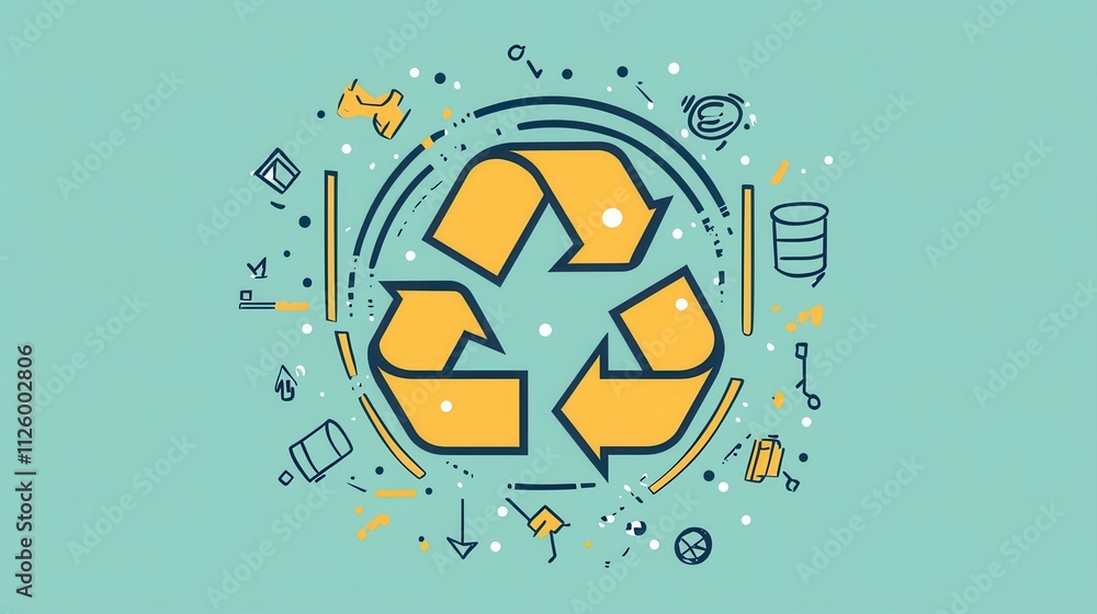 Poster modern refresh icon design with recycling symbol and creative elements on soft background