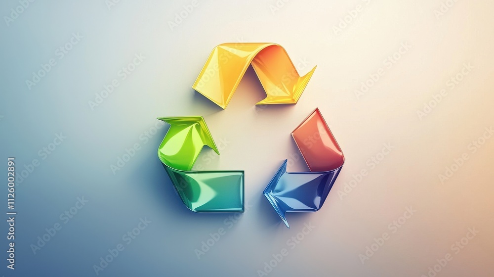 Poster smooth colorful refresh icon representing recycling process in modern design style