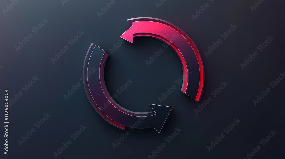 Poster modern refresh icon with rotating arrows for user interface design and graphic elements