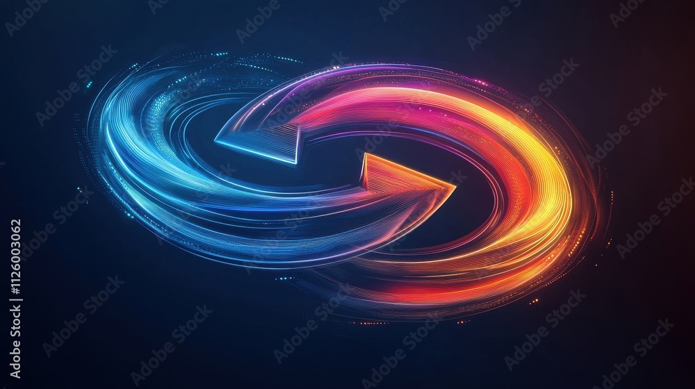 Poster smooth data refresh icon with dynamic sync flow in vivid colors for visual representation