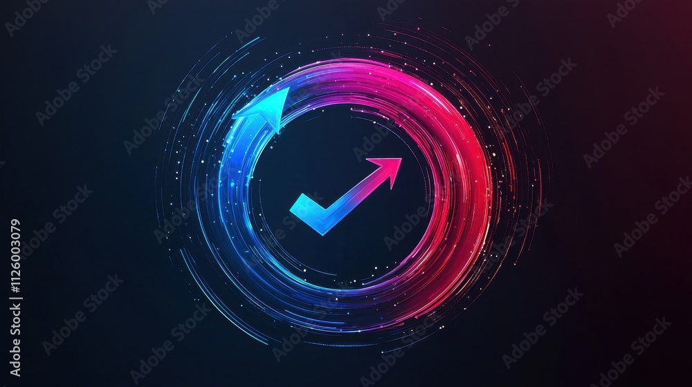 Poster colorful refresh icon with arrows and data syncing in a smooth flowing digital design