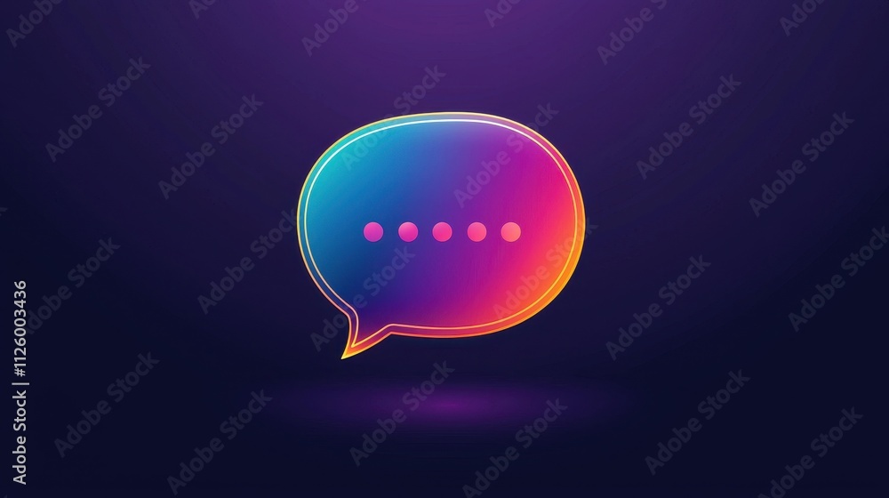 Poster vibrant speech bubble icon for communication and chat applications with sharp edges