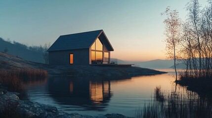 minimalist modern house with innovative architecture and a residential design concept with nature