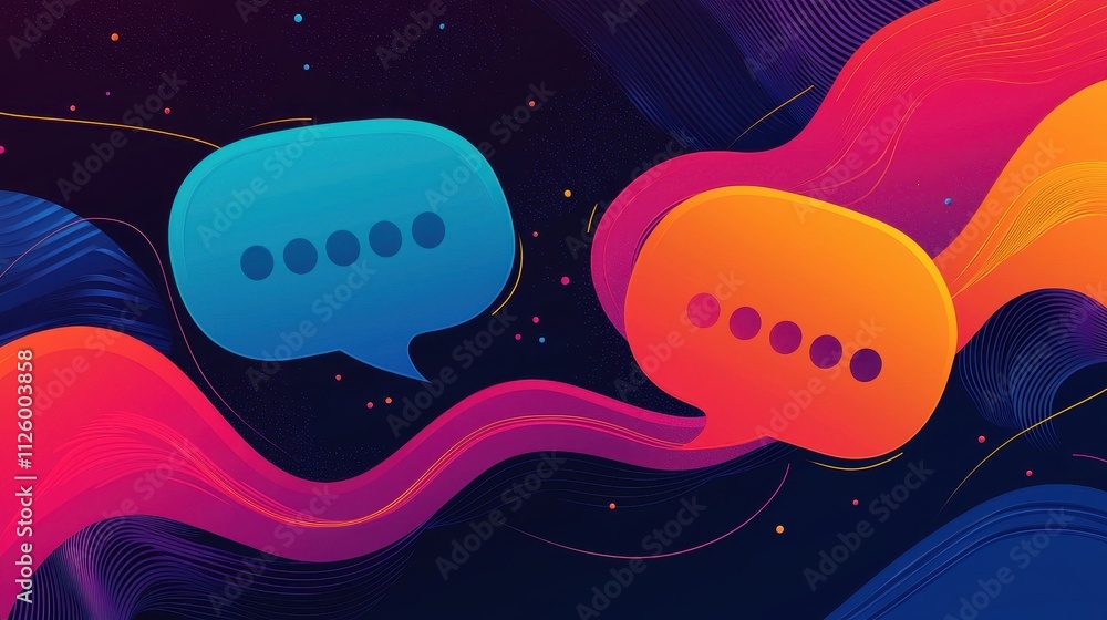 Aufkleber colorful speech bubbles with smooth lines and vibrant background for messaging and communication
