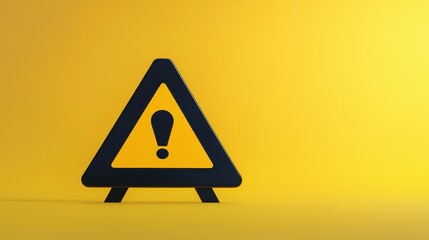 Bold Warning Sign Icon for Attention on Bright Yellow Background