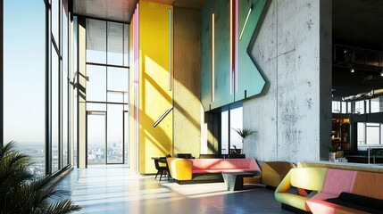 Modern Interior with Vibrant Colors and Natural Light