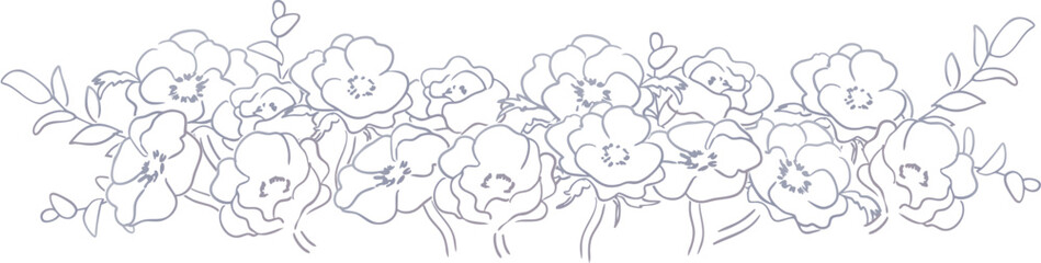 ガーベラのベクターイラスト。シンプルな花と草木の線画背景。おしゃれな草木背景。Vector illustration of gerbera. Simple flowers and plants line drawing background. Stylish grass and trees background.