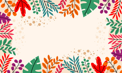 Flat abstract floral leaves background