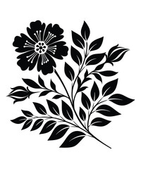 Decorative flower silhouette vector illustrations